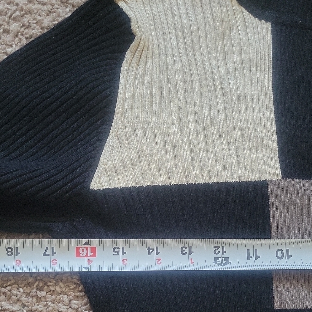 Style & Co Colorblock Turtleneck Sweater - Black, Cream, and Brown - Picture 11 of 11